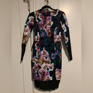 Milly Vibrant Long Sleeve Dress - Black and Purple